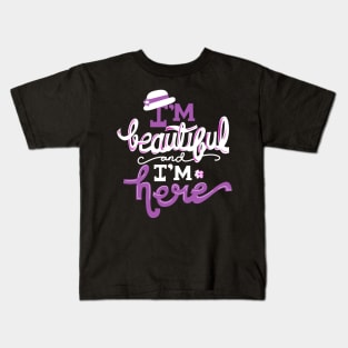 Color Purple I'm Beautiful and I'm Here Kids T-Shirt